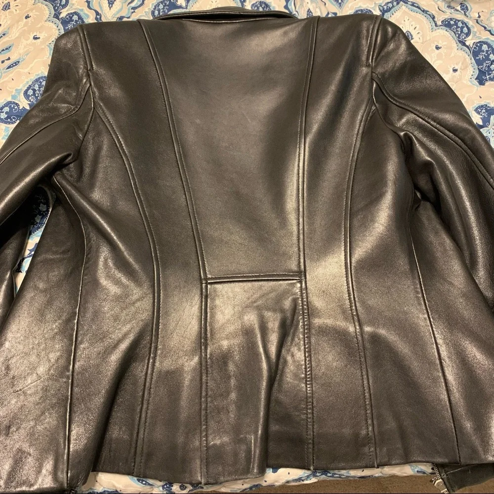 LNR Vintage Black Soft Leather Lined Pockets Zip Up Jacket Small - Picture 6 of 16